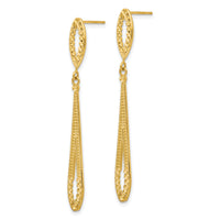 14k Diamond-cut Dangle Post Earrings-H839