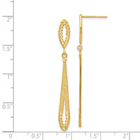 14k Diamond-cut Dangle Post Earrings-H839