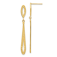 14k Diamond-cut Dangle Post Earrings-H839