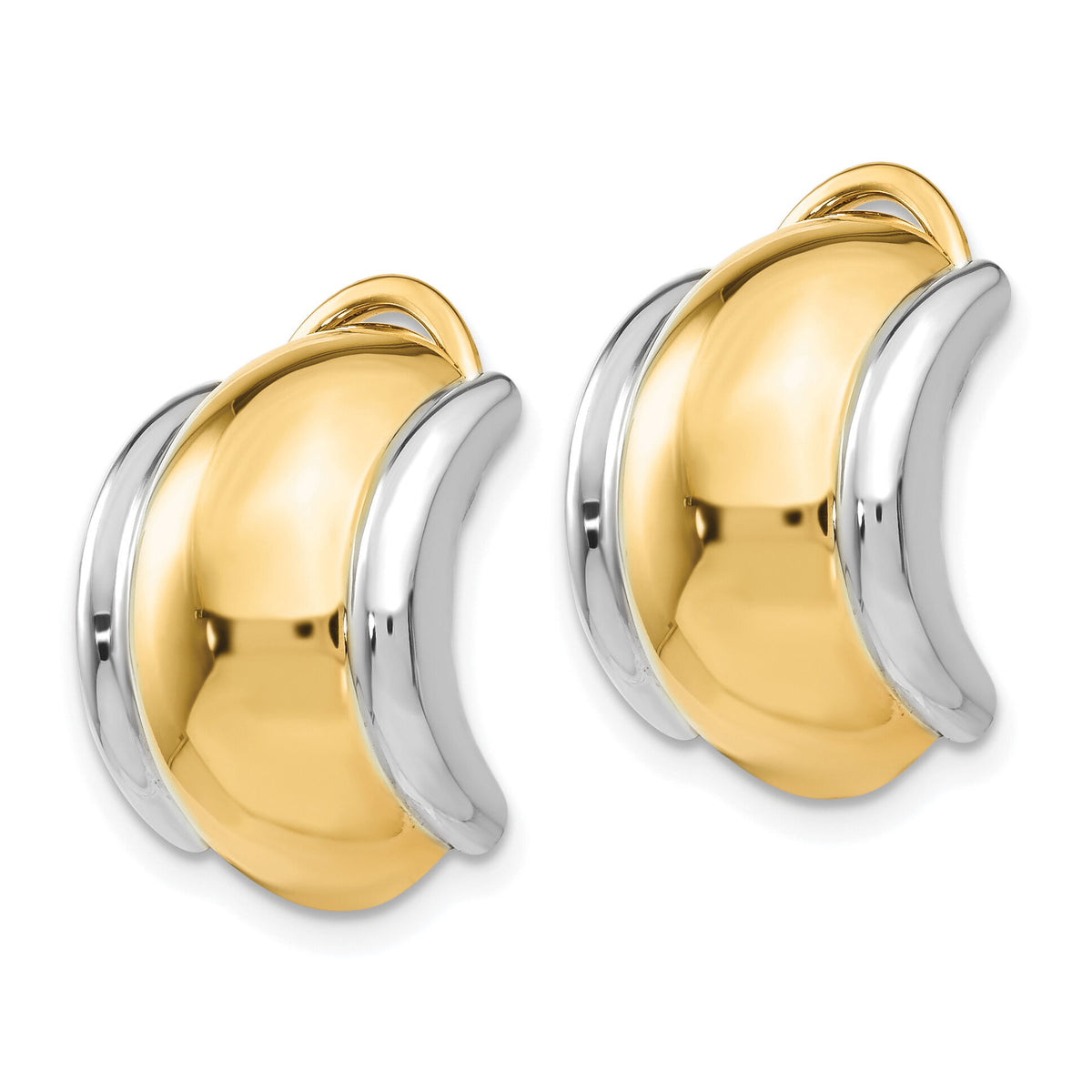 14k with Rhodium Omega Clip Non-pierced Earrings-H875