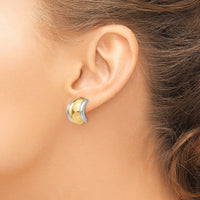 14k with Rhodium Omega Clip Non-pierced Earrings-H875