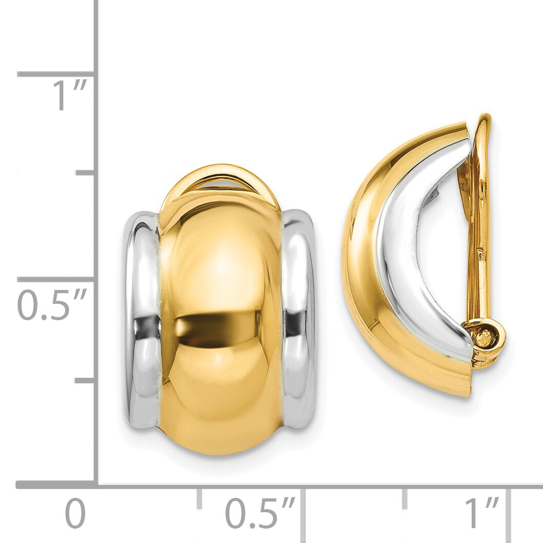 14k with Rhodium Omega Clip Non-pierced Earrings-H875