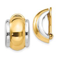 14k with Rhodium Omega Clip Non-pierced Earrings-H875
