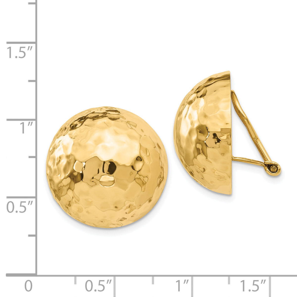 14k Omega Clip 20mm Hammered Non-pierced Earrings-H888
