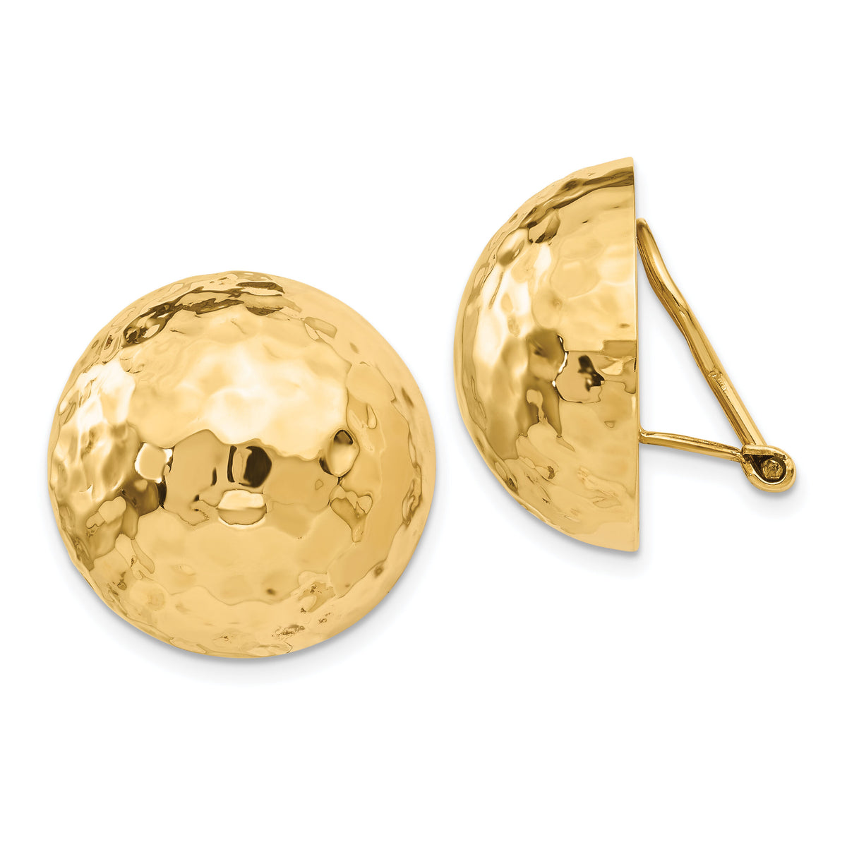 14k Omega Clip 20mm Hammered Non-pierced Earrings-H888