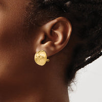 14k Omega Clip 18mm Hammered Non-pierced Earrings-H889