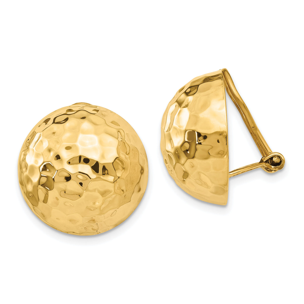 14k Omega Clip 18mm Hammered Non-pierced Earrings-H889