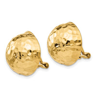 14k Omega Clip 16mm Hammered Non-pierced Earrings-H890