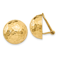 14k Omega Clip 16mm Hammered Non-pierced Earrings-H890
