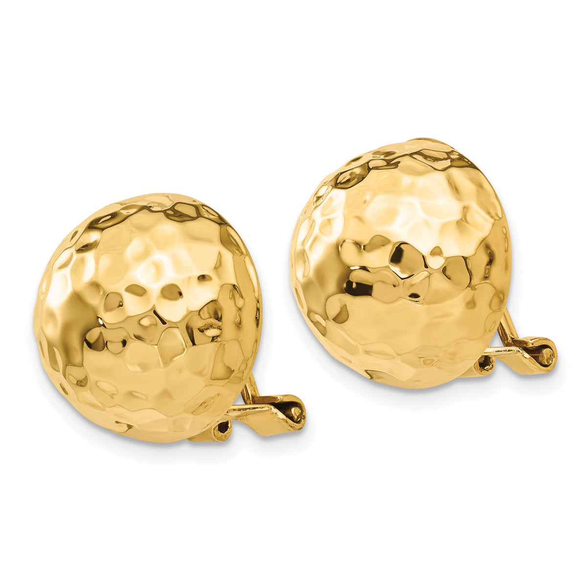 14k Omega Clip 14mm Hammered Non-pierced Earrings-H891