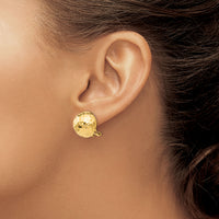 14k Omega Clip 14mm Hammered Non-pierced Earrings-H891