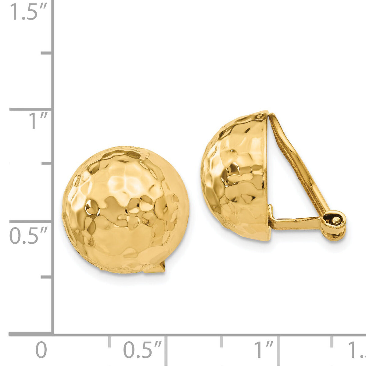 14k Omega Clip 14mm Hammered Non-pierced Earrings-H891