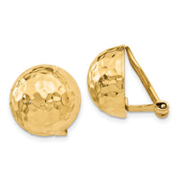 14k Omega Clip 14mm Hammered Non-pierced Earrings-H891