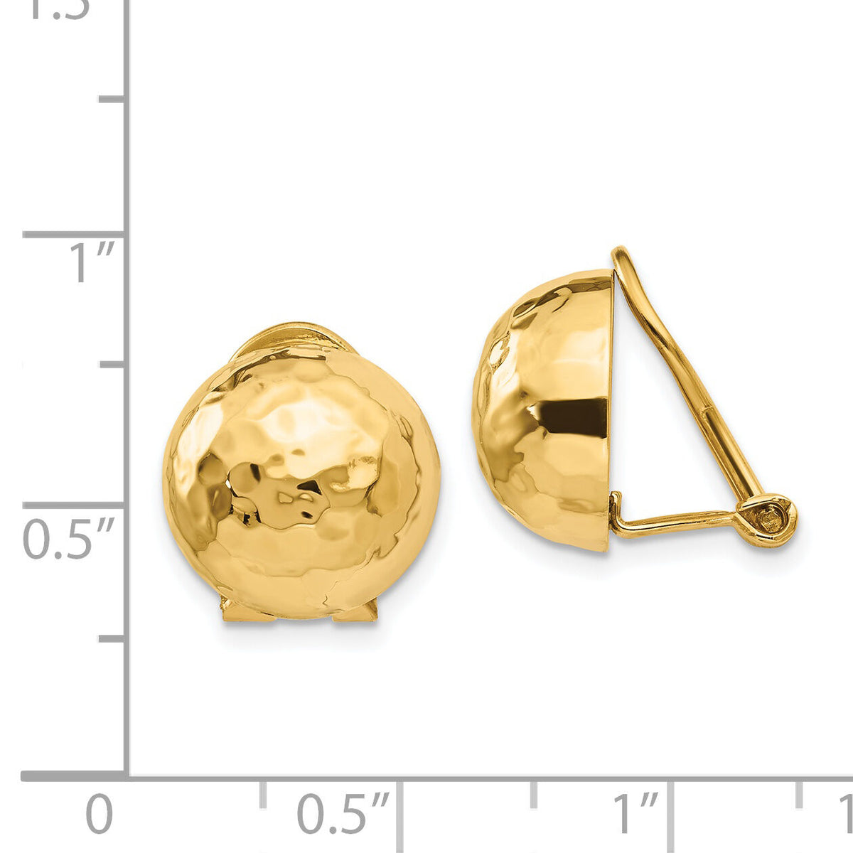 14k Omega Clip 12mm Hammered Non-pierced Earrings-H892