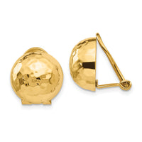 14k Omega Clip 12mm Hammered Non-pierced Earrings-H892