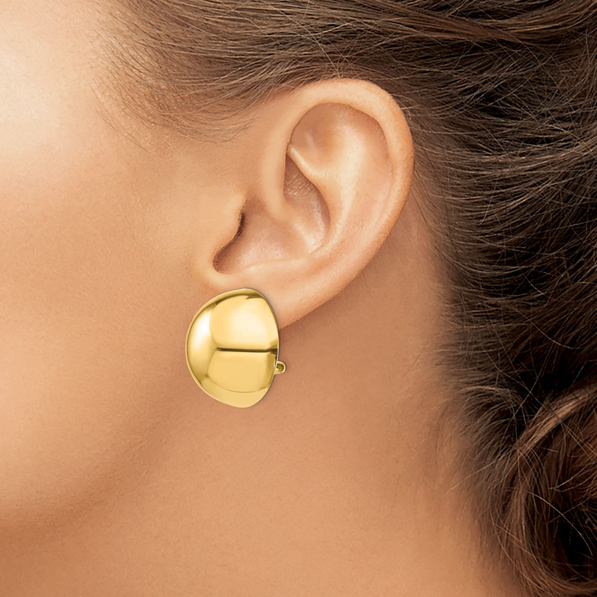 14k Omega Clip 24mm Half Ball Non-pierced Earrings-H895