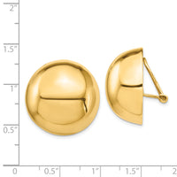 14k Omega Clip 24mm Half Ball Non-pierced Earrings-H895