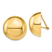 14k Omega Clip 24mm Half Ball Non-pierced Earrings-H895