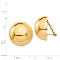 14k Omega Clip 20mm Half Ball Non-pierced Earrings-H896