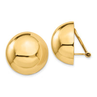 14k Omega Clip 20mm Half Ball Non-pierced Earrings-H896