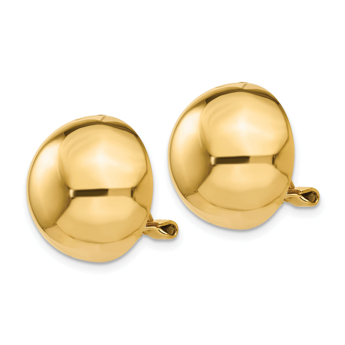 14k Omega Clip 16mm Half Ball Non-pierced Earrings-H897