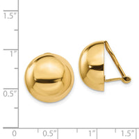 14k Omega Clip 16mm Half Ball Non-pierced Earrings-H897