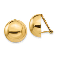 14k Omega Clip 16mm Half Ball Non-pierced Earrings-H897