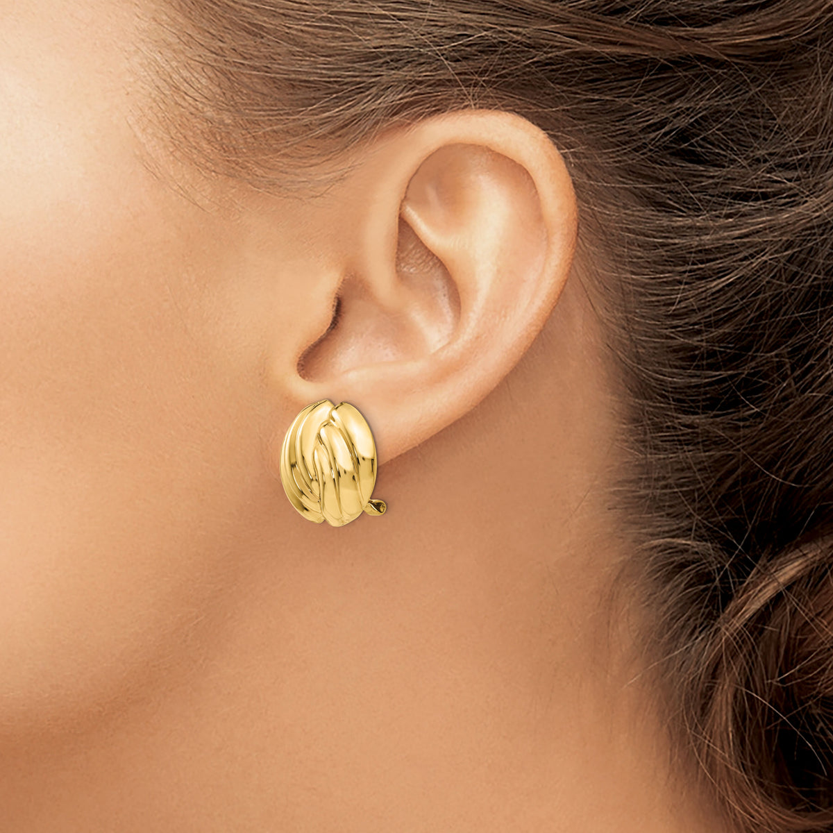 14k Omega Clip Polished Non-pierced Earrings-H914