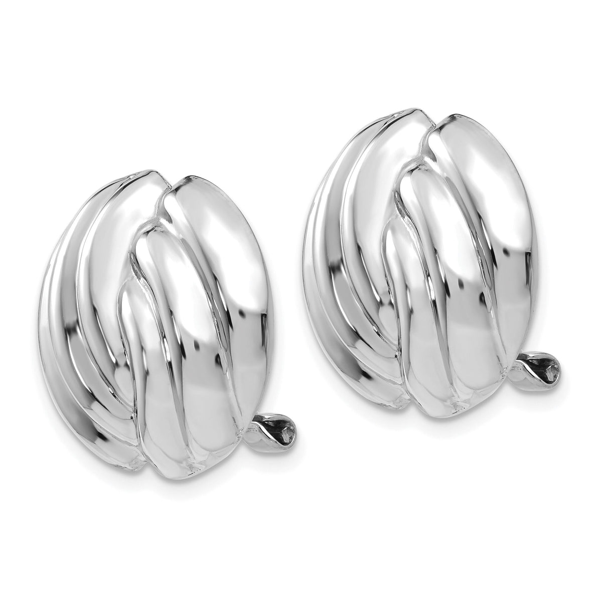 14k White Gold Omega Clip Non-pierced Earrings-H915
