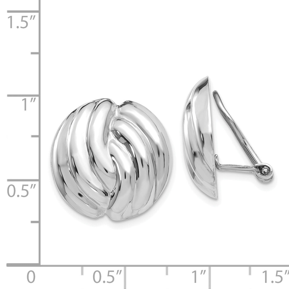 14k White Gold Omega Clip Non-pierced Earrings-H915