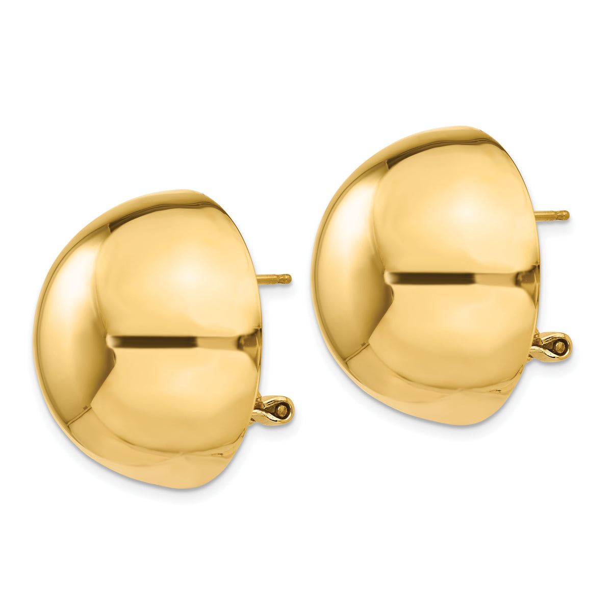 14k Omega Clip 24mm Half Ball Earrings-H918