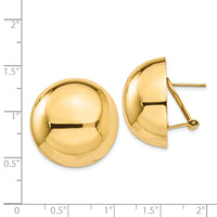 14k Omega Clip 24mm Half Ball Earrings-H918