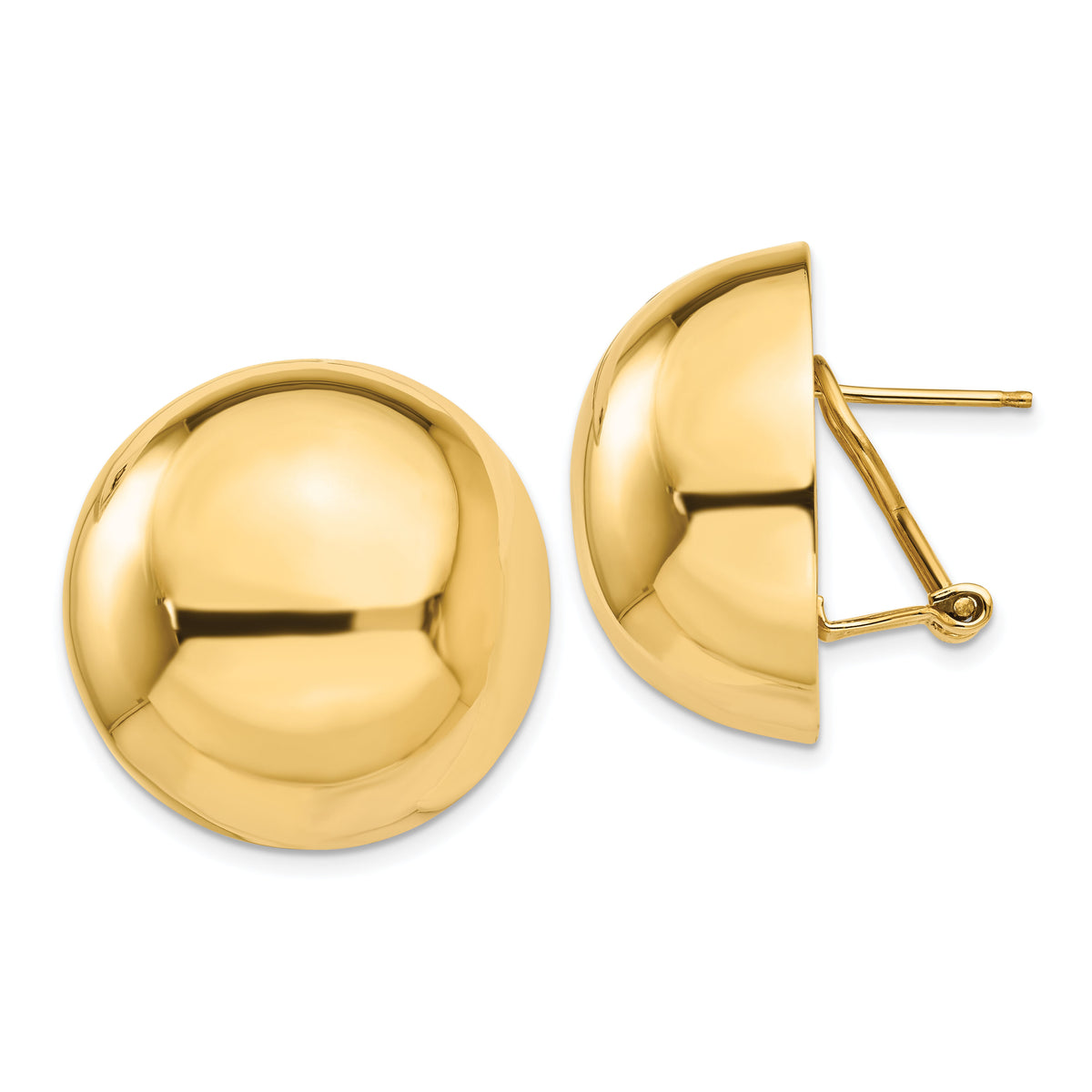14k Omega Clip 24mm Half Ball Earrings-H918
