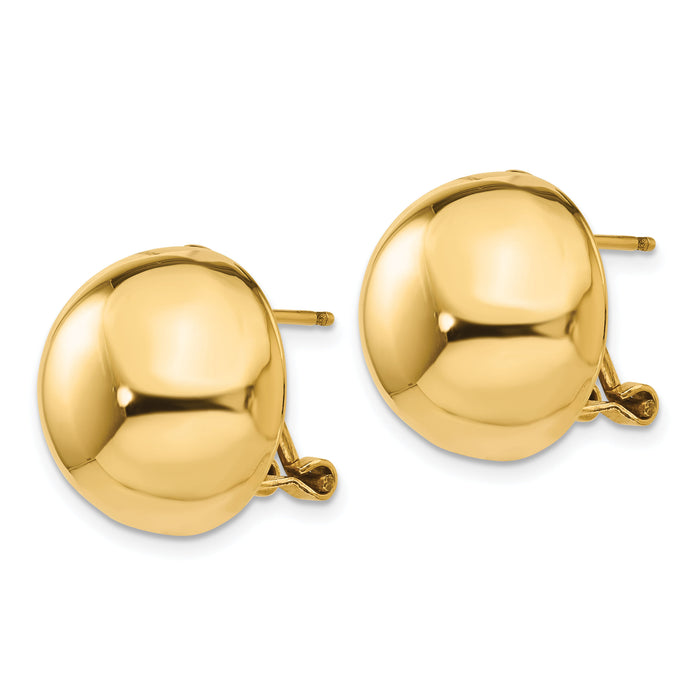 14k Omega Clip 16mm Half Ball Earrings-H920