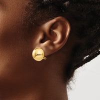 14k Omega Clip 16mm Half Ball Earrings-H920