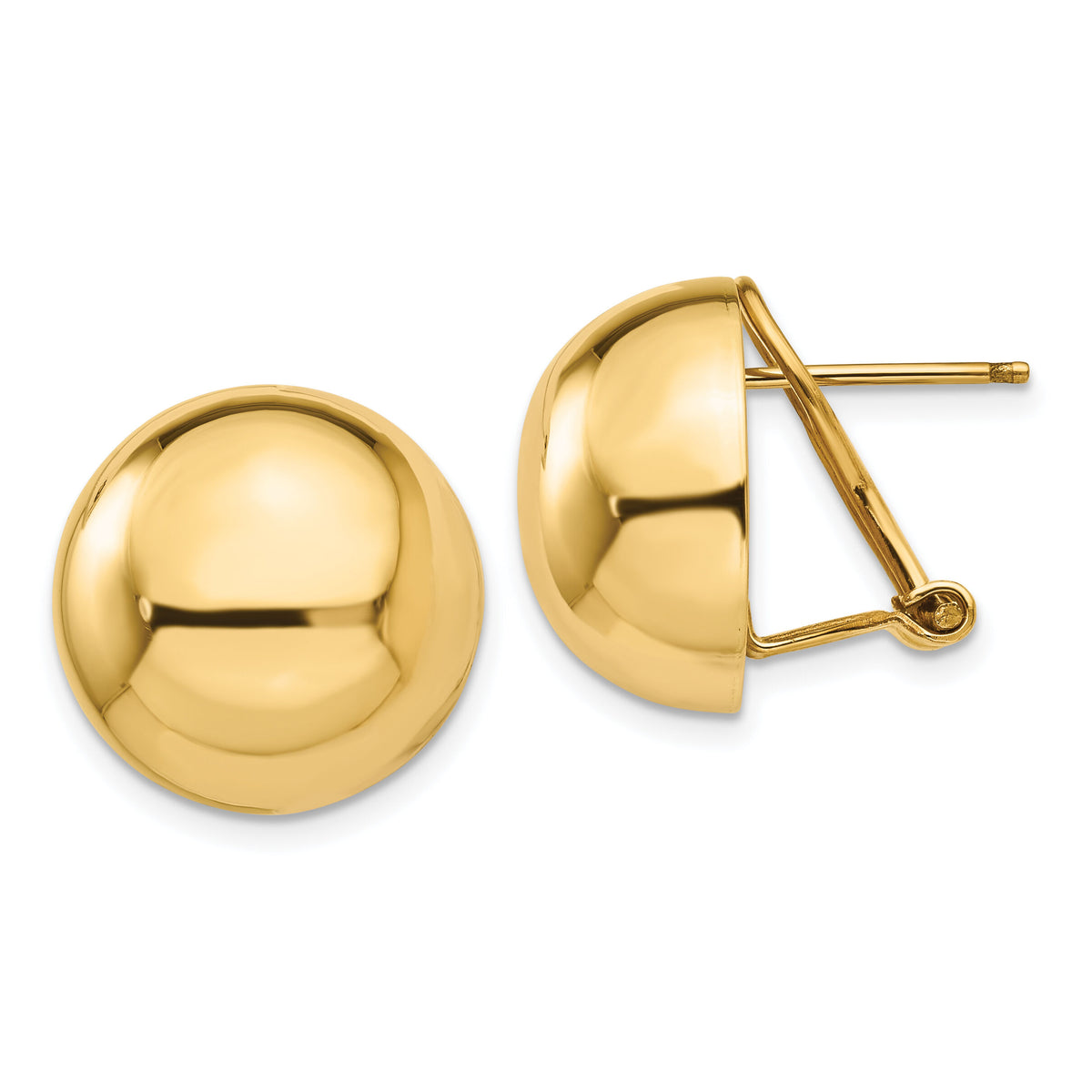 14k Omega Clip 16mm Half Ball Earrings-H920