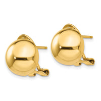 14k Omega Clip 12mm Half Ball Earrings-H921