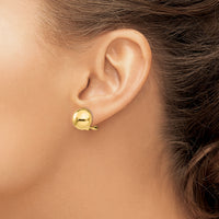 14k Omega Clip 12mm Half Ball Earrings-H921