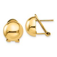 14k Omega Clip 12mm Half Ball Earrings-H921
