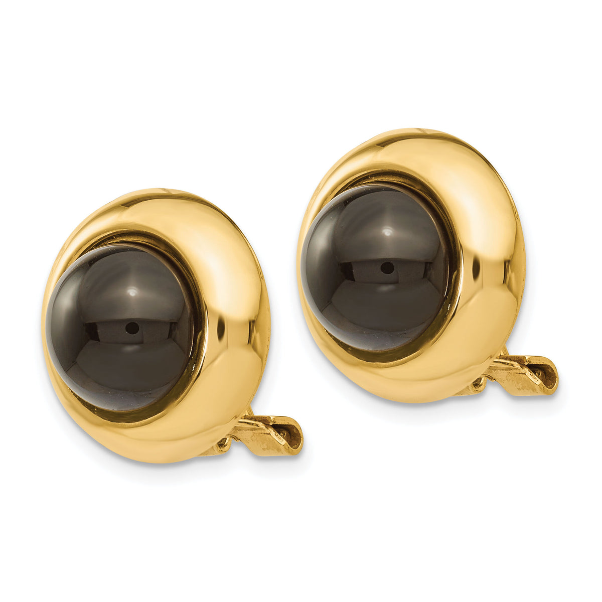 14k Omega Clip Onyx Non-pierced Earrings-H938