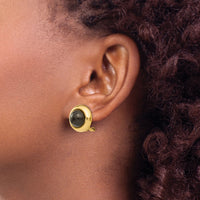 14k Omega Clip Onyx Non-pierced Earrings-H938