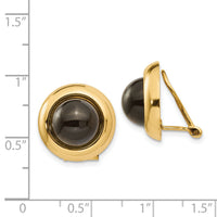 14k Omega Clip Onyx Non-pierced Earrings-H938