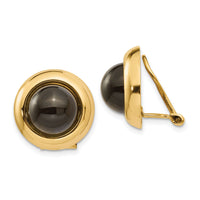 14k Omega Clip Onyx Non-pierced Earrings-H938