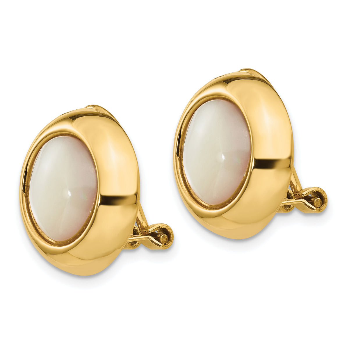 14k Omega Clip MOP Non-pierced Earrings-H940