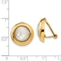 14k Omega Clip MOP Non-pierced Earrings-H940