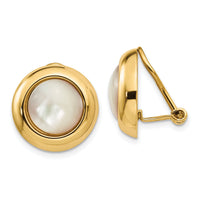 14k Omega Clip MOP Non-pierced Earrings-H940