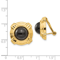 14k Omega Clip Onyx Non-pierced Earrings-H942