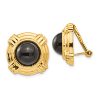 14k Omega Clip Onyx Non-pierced Earrings-H942