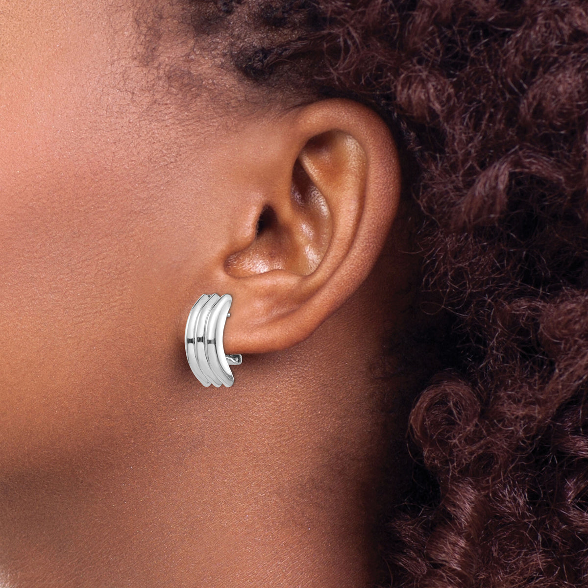 14k White Gold Omega Post Earrings-H955