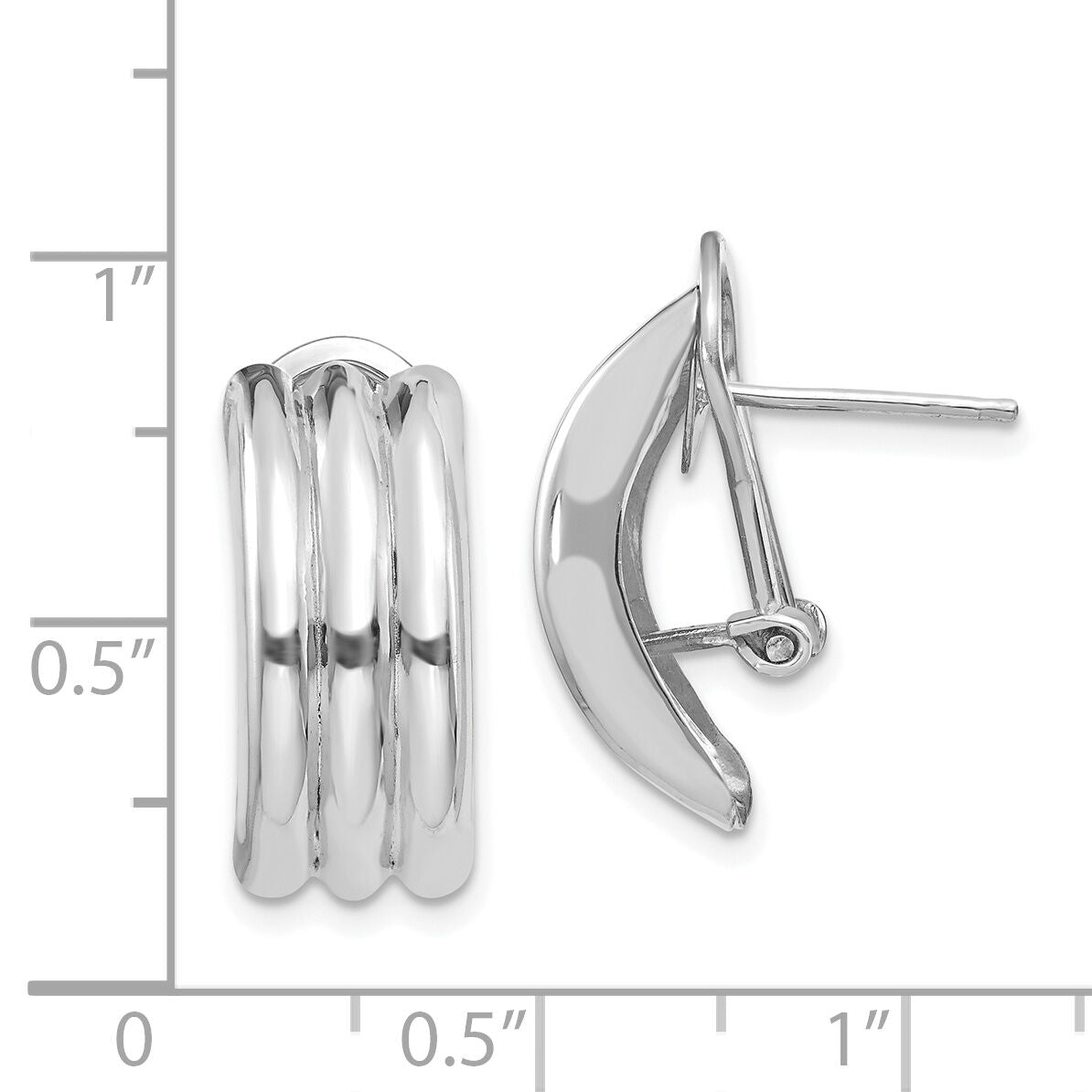 14k White Gold Omega Post Earrings-H955